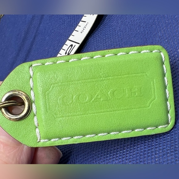 COACH Lime Green Leather KEY FOB Bag Charm Keychain Hang Tag 2.5” - Picture 7 of 9